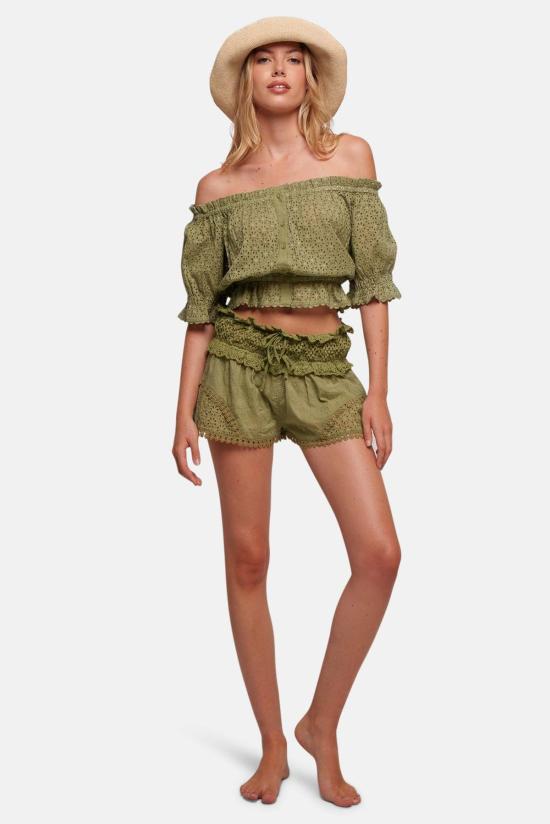  선데이 세인트 트로페즈 숏팬츠 선데이 세인트 트로페 레이 자수 숏 카키