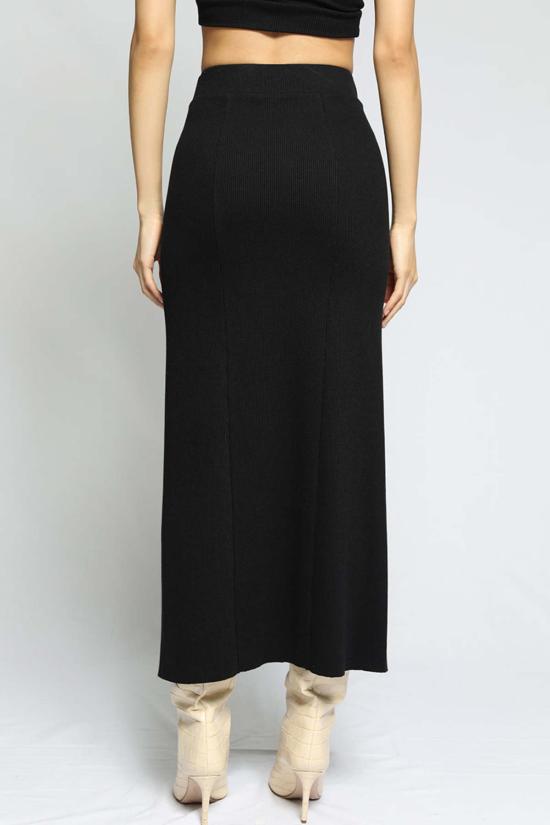  더레인지 미디 스커트 더 레인지 슬래시드  제트 블랙 - THE RANGE