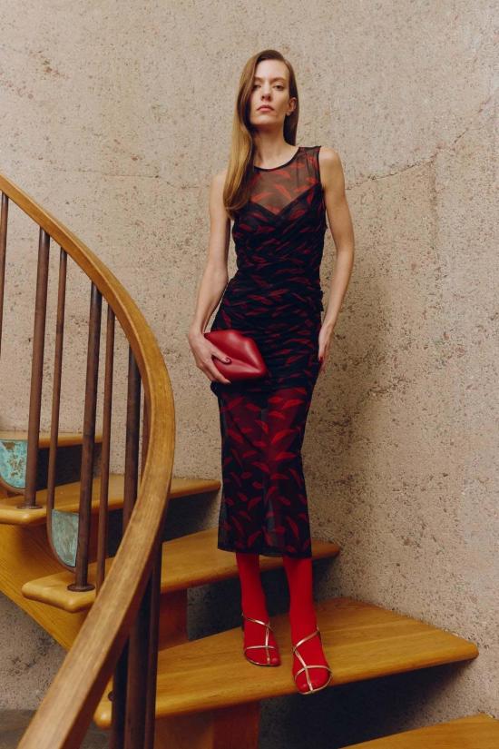  사이먼밀러 롱 원피스 사이먼 밀러 키니 메시 드레스 립 프린트 - SIMONMILLER