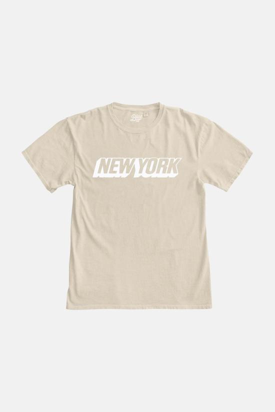  블루&크림 반팔 티셔츠 뉴욕 티 카푸치노/화이트