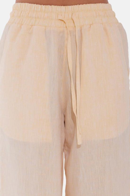  더 타일 클럽 스트레이트 팬츠 타일 클럽 앰버 웨이브 리넨 팬츠 옐로우 - THE TILE CLUB