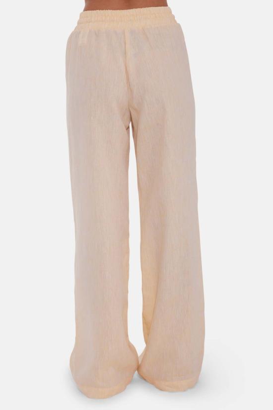  더 타일 클럽 스트레이트 팬츠 타일 클럽 앰버 웨이브 리넨 팬츠 옐로우 - THE TILE CLUB