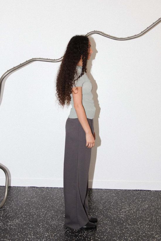  케이코 반팔 티셔츠 Kk Co 거즈 러칭 티 애쉬 - KKCO