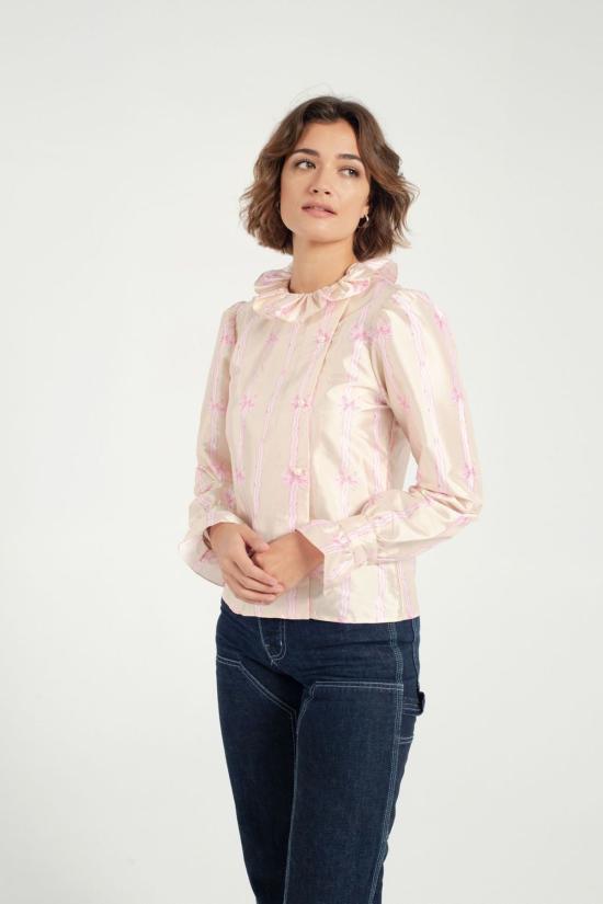  바체바 블라우스 Batsheva 꽃잎  베이지 보우 태피터 - BATSHEVA