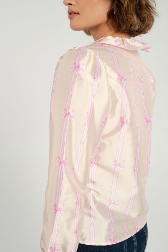  바체바 블라우스 Batsheva 꽃잎  베이지 보우 태피터 - BATSHEVA