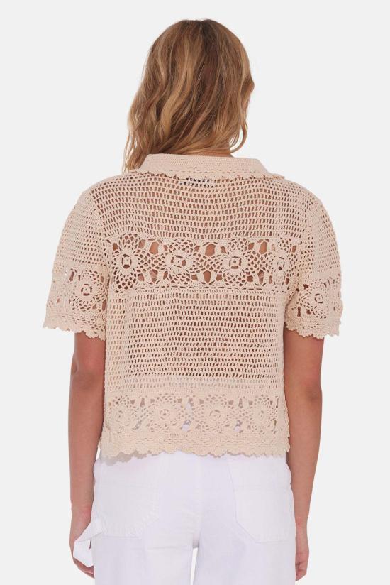  The Tile Club 반팔 티셔츠 타일 클럽 몰리 크로셰 셔츠 내추럴 - THE TILE CLUB