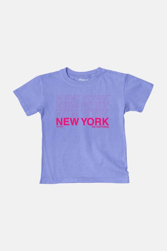  [키즈] 블루&크림 티셔츠 키즈  뉴욕 오어 낫싱 티 콘페티/퍼플