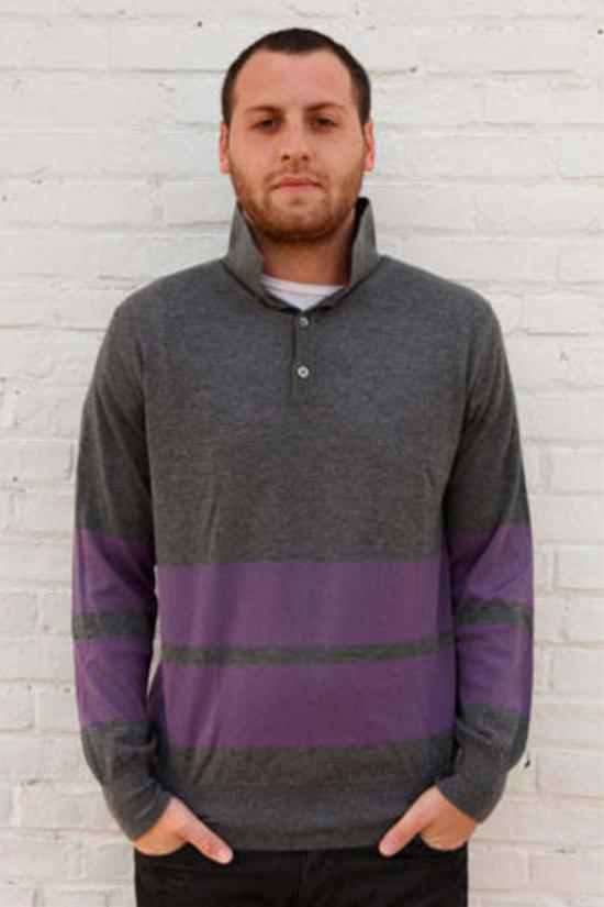  Simon Spurr 폴로 티셔츠 캐시미어 스트라이프 Ls 폴로 차콜/퍼플