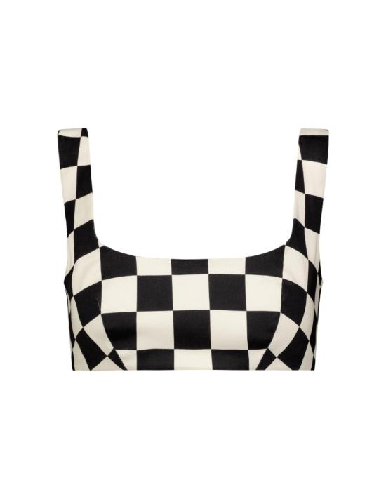  Matthew Bruch 민소매 티셔츠 매튜 브루흐 안나 크롭 탑 블랙/화이트 체커보드 - OTHER BRANDS