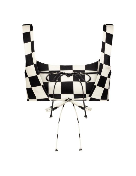  Matthew Bruch 민소매 티셔츠 매튜 브루흐 안나 크롭 탑 블랙/화이트 체커보드 - OTHER BRANDS