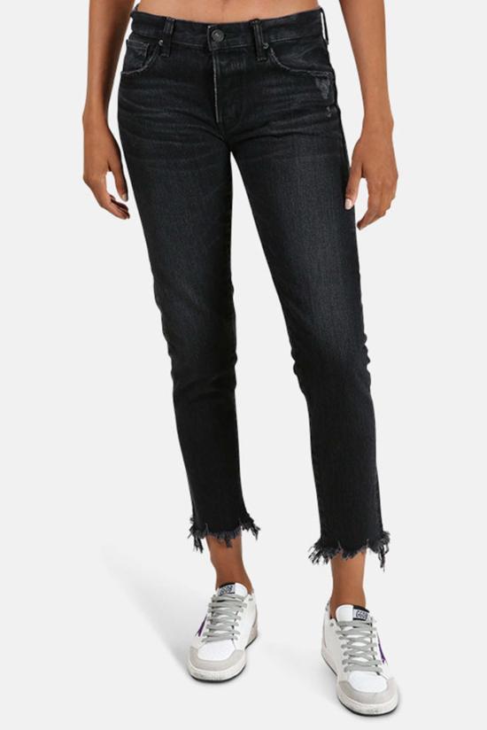  마우지 데님 팬츠 무시 스탤리 테이퍼드 진 블랙