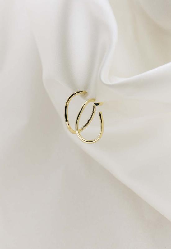  SS 이어링 Ss 웨이비 오벌 후프 - SS