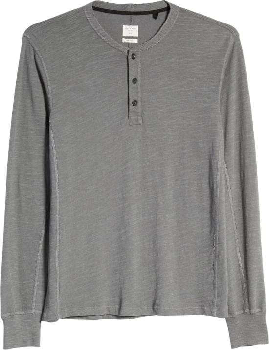  랙앤본 긴팔 티셔츠 Rag & Bone 클래식 플레임 헨리 다크 그레이