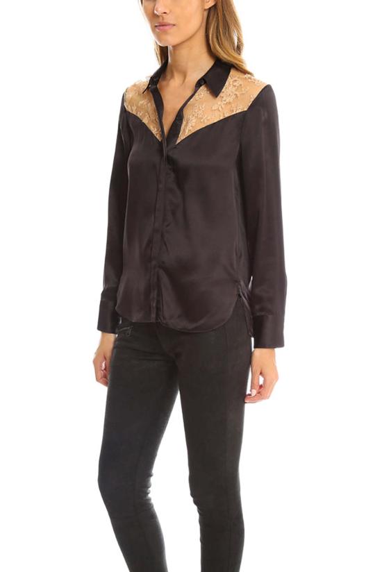  랙앤본 긴팔 티셔츠 Rag & Bone Angela 셔츠 리코리스 - RAG & BONE