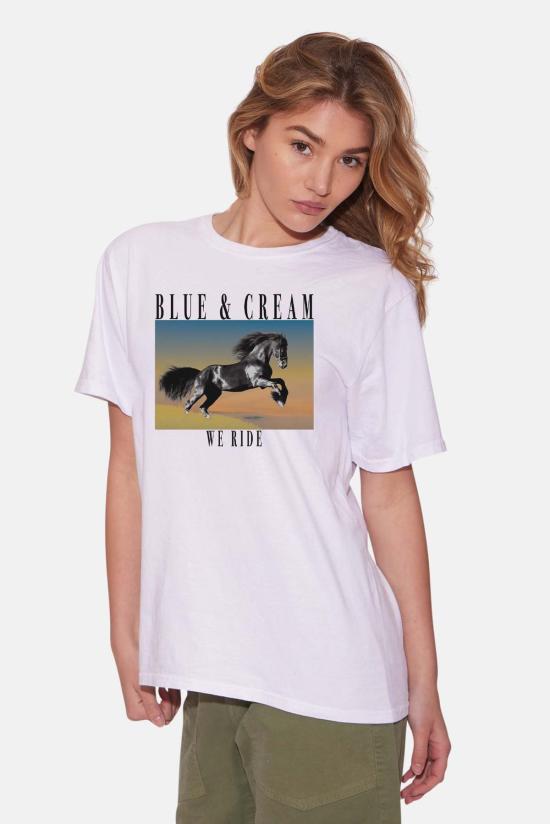  블루&크림 반팔 티셔츠 위라이드 티 화이트 - BLUE&CREAM