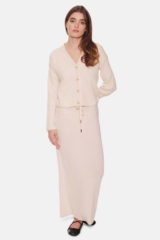  더 타일 클럽 롱 스커트 타일 클럽 거트루드 리브 맥시 스커트 리코타 - THE TILE CLUB