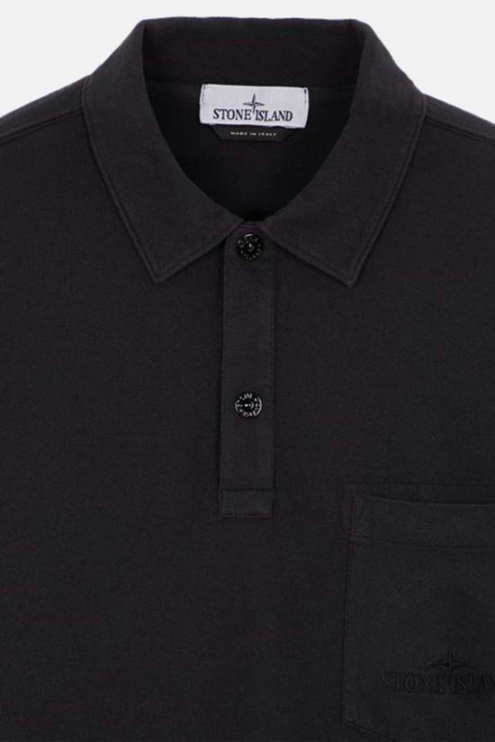  스톤 아일랜드 긴팔 티셔츠 가먼트 다이드 롱슬리브 폴로 블랙 - STONE ISLAND
