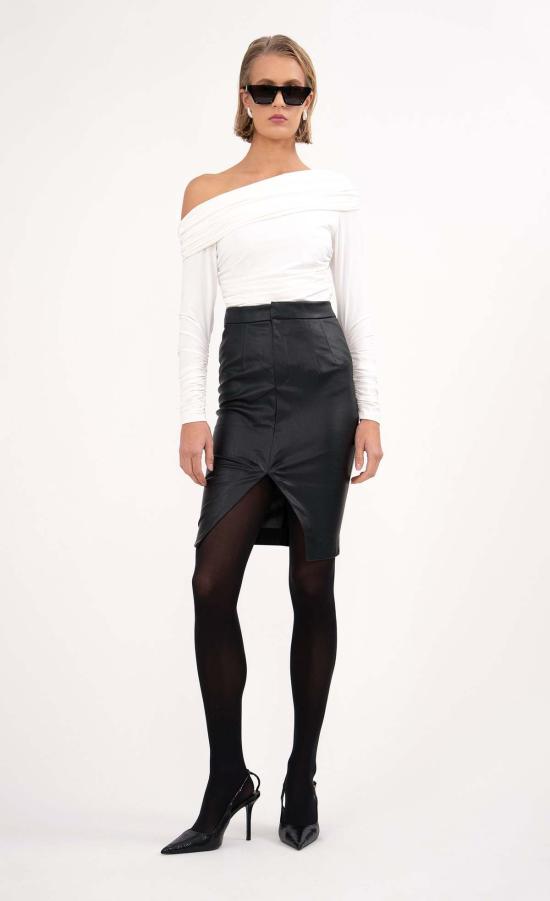  논살란트 레이블 숏 스커트 논샬런트 라벨 레오 미디 스커트 블랙