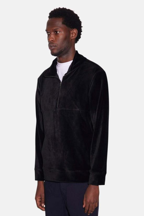  블루&크림 자켓 애스터 벨루어 코듀로이 하프 지퍼 블랙 - BLUE&CREAM