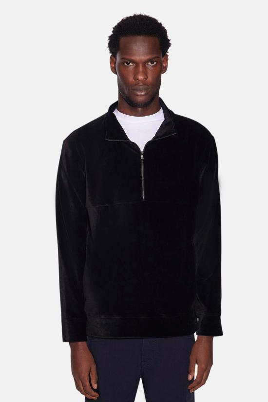  블루&크림 자켓 애스터 벨루어 코듀로이 하프 지퍼 블랙