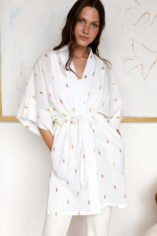  에머슨 프라이 블라우스 쇼트 랩 골드 리프/아이보리 - EMERSON FRY