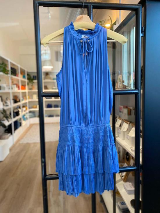  Current Air 숏 원피스 현재 에어카라 플리츠 미니드레스 페이디드 블루 - OTHER BRANDS