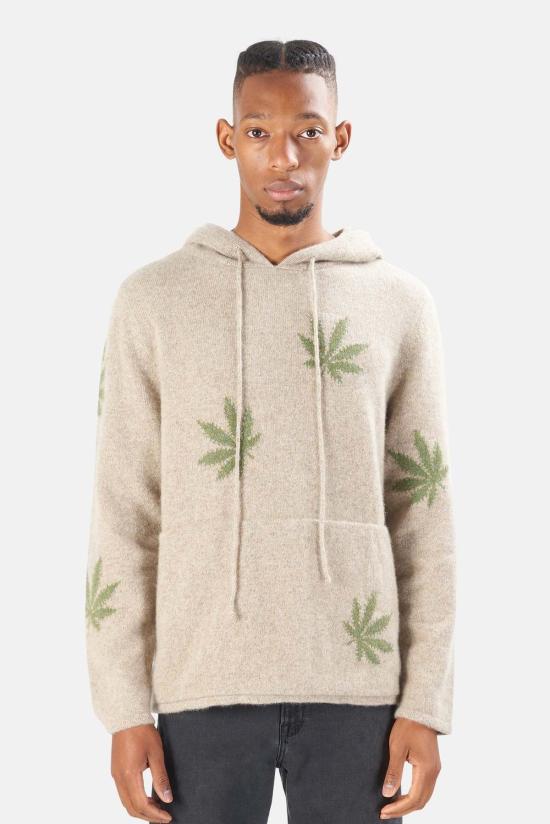  Harden 후드 티셔츠 하든 X 블루&크림 멀티 리프 캐시미어 후드 오트밀/그린