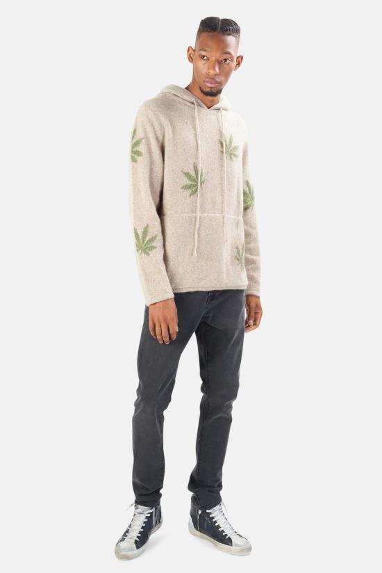  Harden 후드 티셔츠 하든 X 블루&크림 멀티 리프 캐시미어 후드 오트밀/그린 - OTHER BRANDS