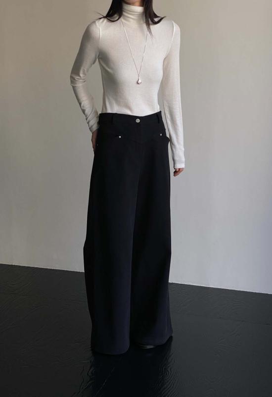  더 엔케이씨 스토어 스트레이트 팬츠 Nkc Store 코듀로이 와이드 레그 팬츠 블랙 - The NKC Store