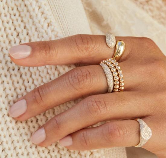  EF Collection 반지 Ef 컬렉션 볼 스택 링 옐로우 골드 - OTHER BRANDS