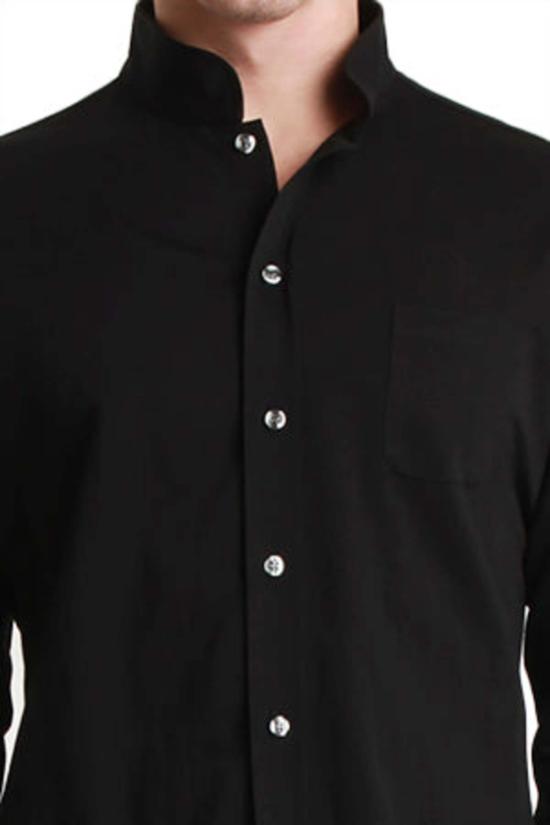  Blue&Cream 긴팔 셔츠 블루&크림 만다린 버튼 다운  블랙 - BLUE&CREAM