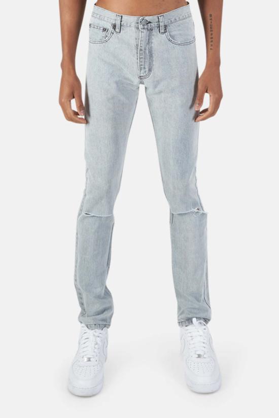  블루&크림 데님 팬츠 HL 디스트레스드 진 워시드 그레이