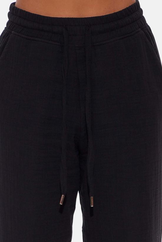  블루&크림 스트레이트 팬츠 블루 앤 크림 웬디 거즈 와이드 레그 팬츠 블랙 - BLUE&CREAM