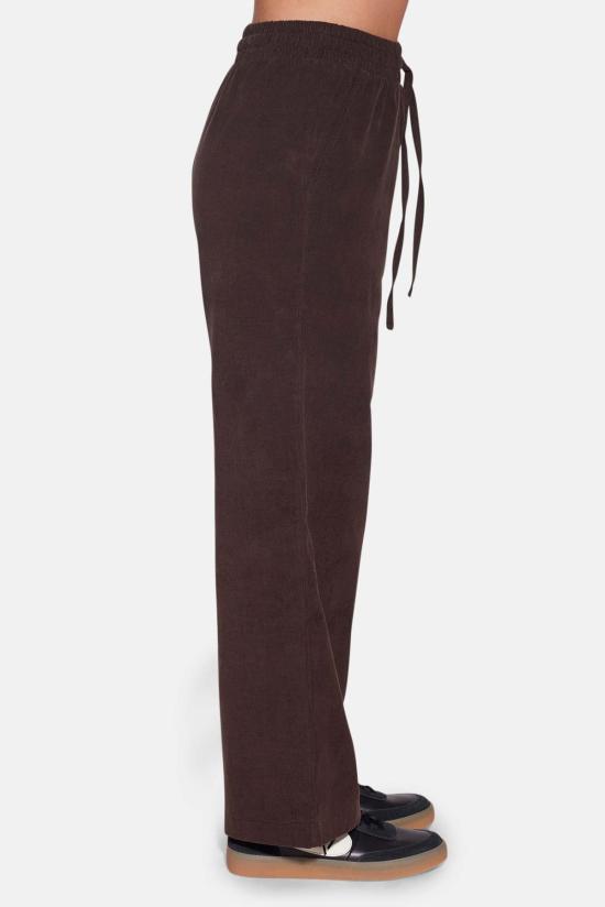  더 타일 클럽 스트레이트 팬츠 타일 클럽 레미 마이크로 코드 와이드 레그 팬츠 브라운 - THE TILE CLUB