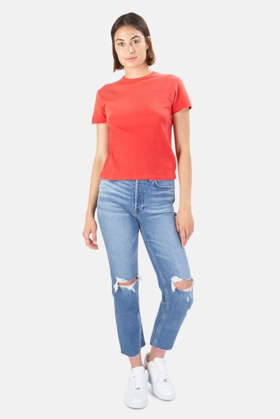  리던 반팔 티셔츠 Re/Done 클래식 티 페이디드 크림슨 - RE/DONE