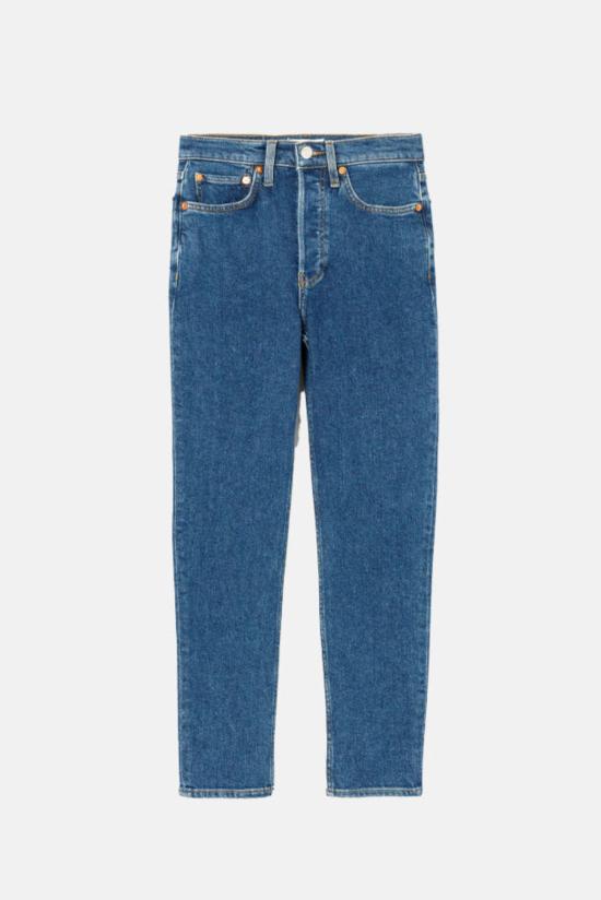  리던 데님 팬츠 Re/Done 90년대 하이 라이즈 앵클 크롭 진 웨스턴 린스