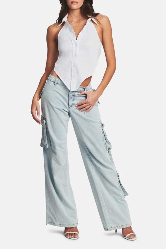  세로야 데님 팬츠 Ser.O.Ya 사미라 카고 진 스카이라이트 - SER.O.YA