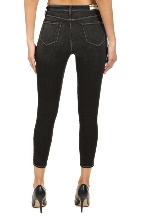  라장스 데님 팬츠 L'agence Margot 하이라이즈 스키니 진 페이디드 카본 - L'AGENCE
