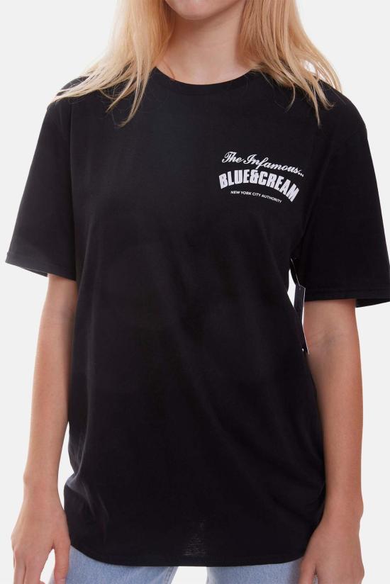  블루&크림 반팔 티셔츠 인페이머스 티셔츠 블랙