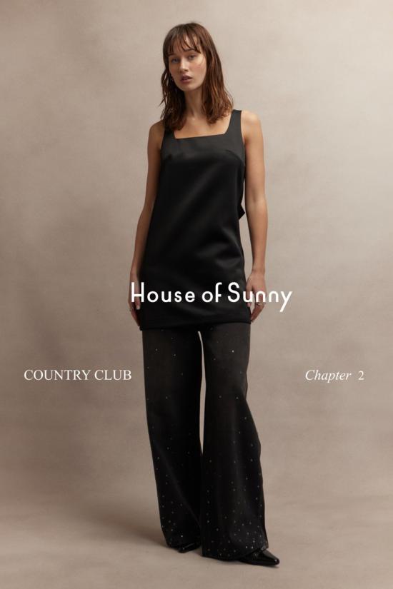  하우스오브써니 숏 원피스 하우스 오브 써니 미니 새틴 시프트 제트 블랙 - HOUSE OF SUNNY