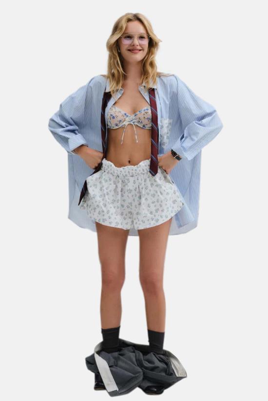  포러브앤레몬스 긴팔 티셔츠 For Love & Lemons Tamren 버튼업 셔츠 블루/화이트 - FOR LOVE & LEMONS