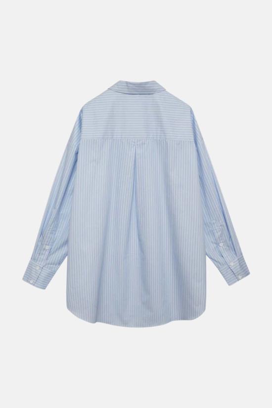  포러브앤레몬스 긴팔 티셔츠 For Love & Lemons Tamren 버튼업 셔츠 블루/화이트 - FOR LOVE & LEMONS