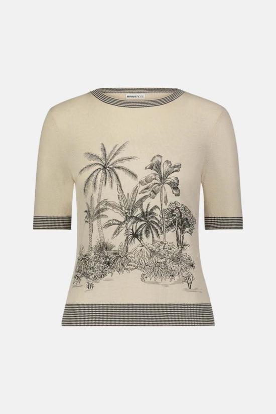  미니 로즈 반팔 티셔츠 쉬어 반팔 크루 팜 투알