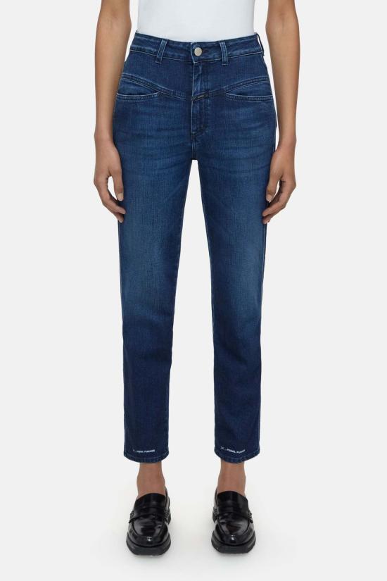  클로즈드 데님 팬츠 닫힌 페달 푸셔 다크 블루