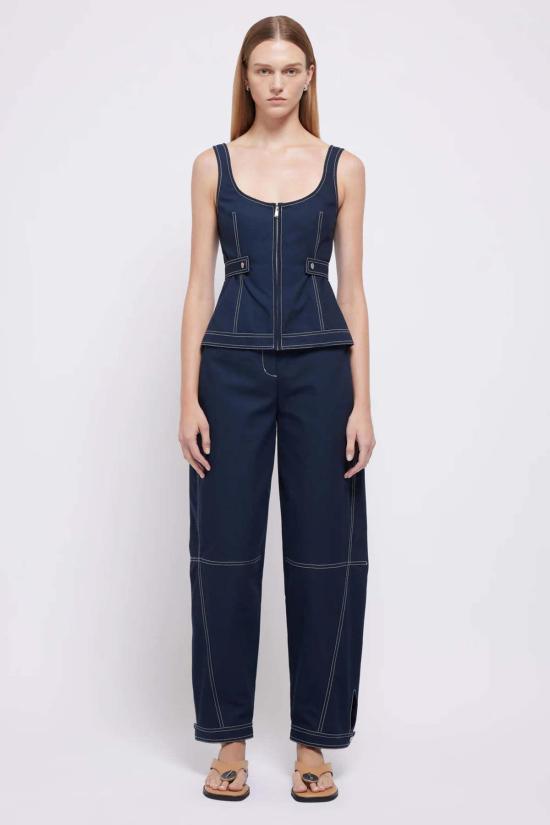  심카이 민소매 티셔츠 돌체 지퍼업 탑 미드나잇