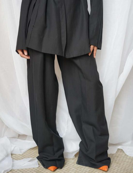  엔자 코스타 스트레이트 팬츠 와이드 레그 팬츠 블랙