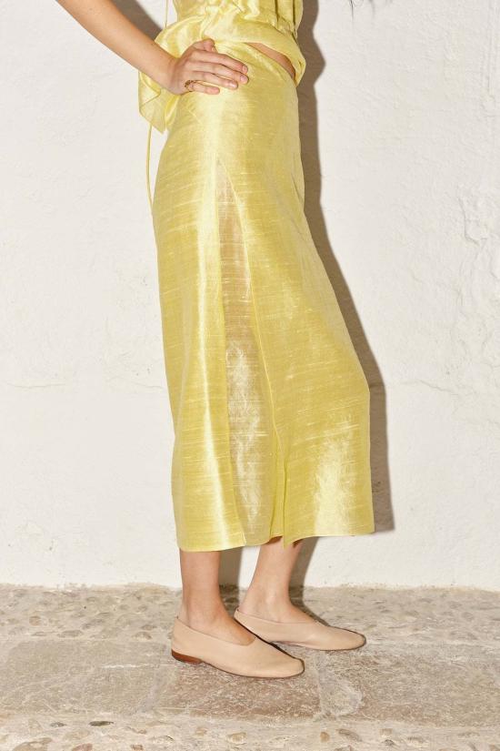  다두라 미디 스커트 Datura Pareo Dupion 스커트 레몬 버터 - DATURA