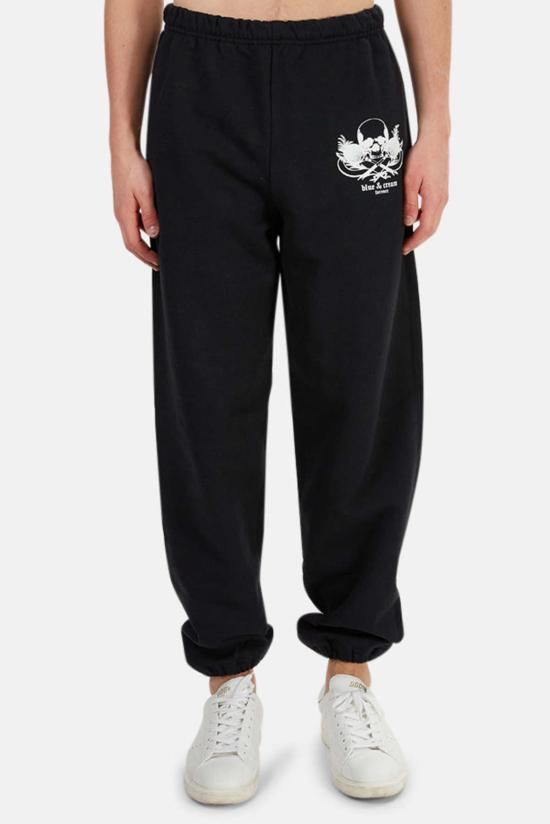  블루&크림 트레이닝/조거 팬츠 포에버 스컬 스웨트 팬츠 블랙/화이트