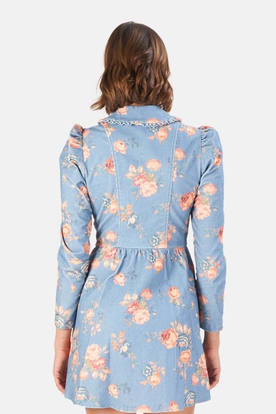  러브쉐이크팬시 숏 원피스 러브 쉑 팬시 베이어스 드레스 페이디드 데님 - LOVESHACKFANCY