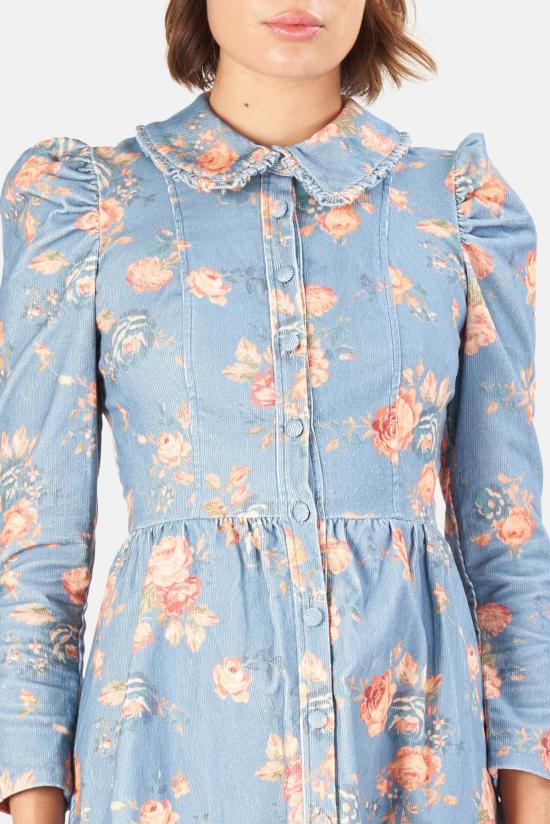  러브쉐이크팬시 숏 원피스 러브 쉑 팬시 베이어스 드레스 페이디드 데님 - LOVESHACKFANCY